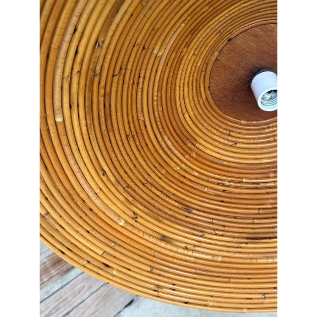 Vintage Italian Pencil-Reed Rattan and Bamboo "Witch Hat" Pendant Light For Sale - Image 11 of 12