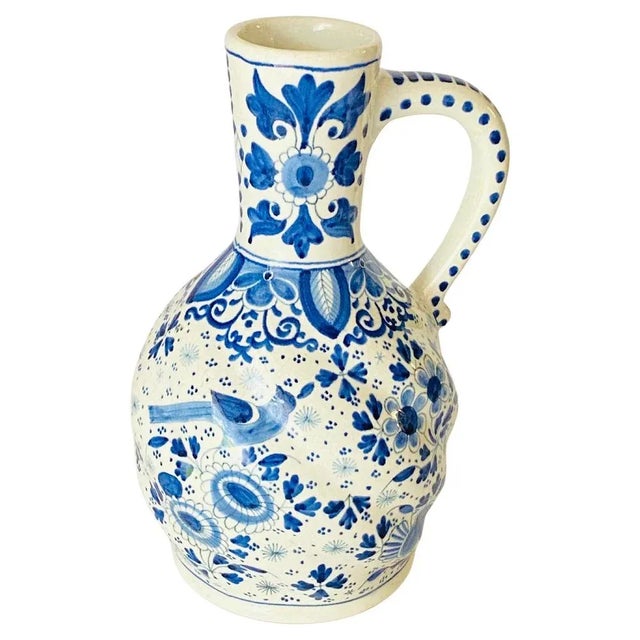 White and Blue Jug in Faïence from Delft, Netherlands, 19th Century For Sale - Image 10 of 10