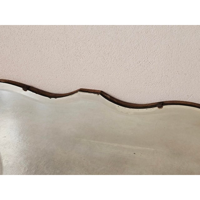 Glass Vintage Beveled Glass Mirror on Wooden Base with Hanging Chain, 1930s For Sale - Image 7 of 8