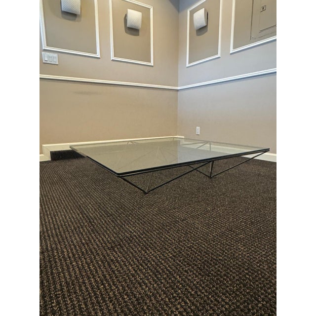 Metal 1980s Alanda Coffee Table Paolo Piva for B&b Italia – Black Steel & Glass For Sale - Image 7 of 14