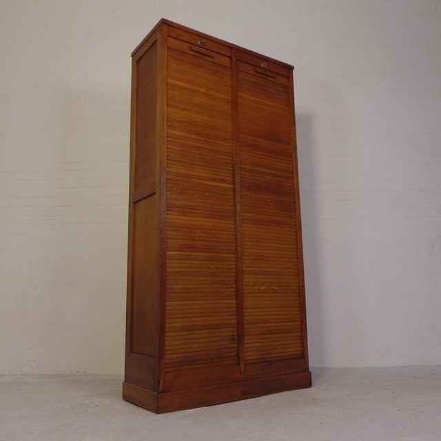 Oak Roller Shutter Cabinet, 1950s For Sale - Image 18 of 18