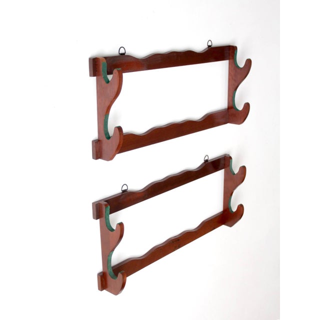 Brown Mid-Century Wooden Gun Rack Pair For Sale - Image 8 of 17