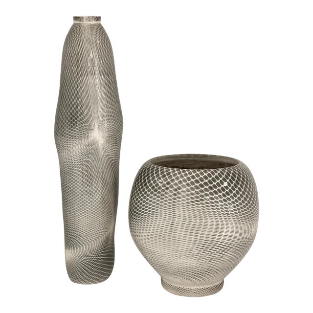 Lauren Kaplan Abstraction Stoneware Vessels - A Pair For Sale