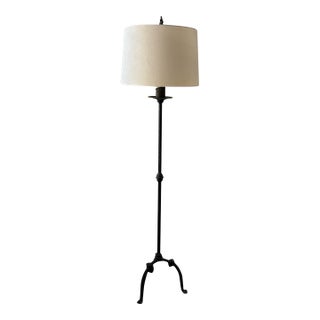 1990s Laura Lee Designs Handcrafted Wrought Iron Tripod Floor Lamp For Sale
