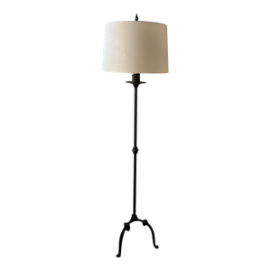 1990s Laura Lee Designs Handcrafted Wrought Iron Tripod Floor Lamp