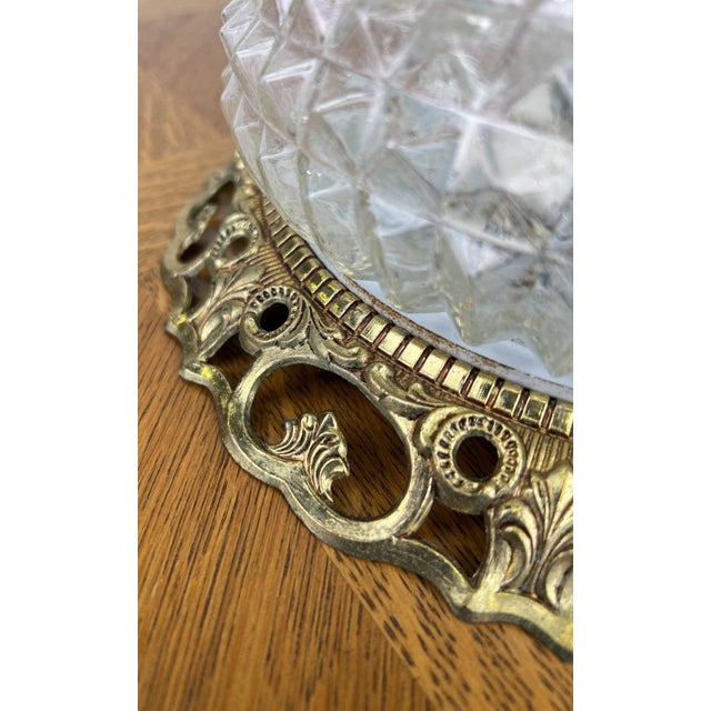 Vintage French Ceiling Lamp in Cut Glass For Sale - Image 9 of 13