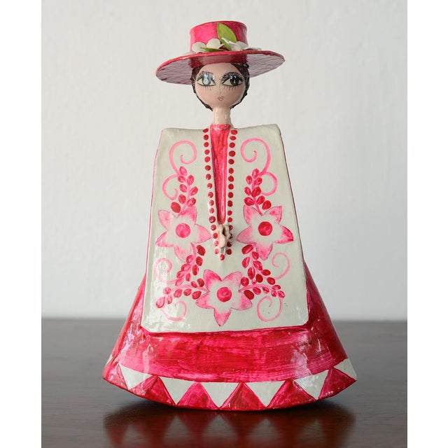 Vintage Gemma Taccogna Style Mexican Paper Mache Pink Lady Figurine Chairish