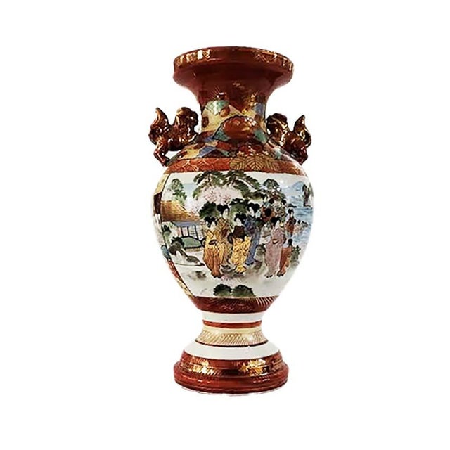 Vintage Japanese Kutani Porcelain Vase - Dragon Handles For Sale In Las Vegas - Image 6 of 7