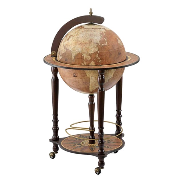 Da Vinci Rust Bar Globe by Zoffoli Mappamondi For Sale
