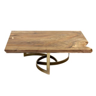 "Swirl" Coffee Table With Bastogne Walnut Slab Top For Sale