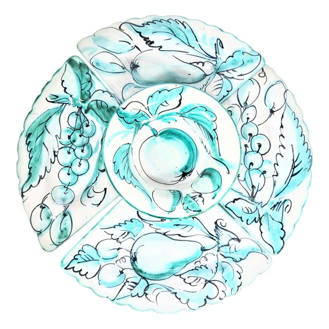 Teal Italian Faïence Serving- Set of Five For Sale