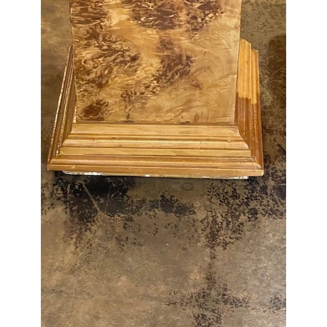 Transitional Pair of Italian Burl Walnut Columns For Sale - Image 3 of 9