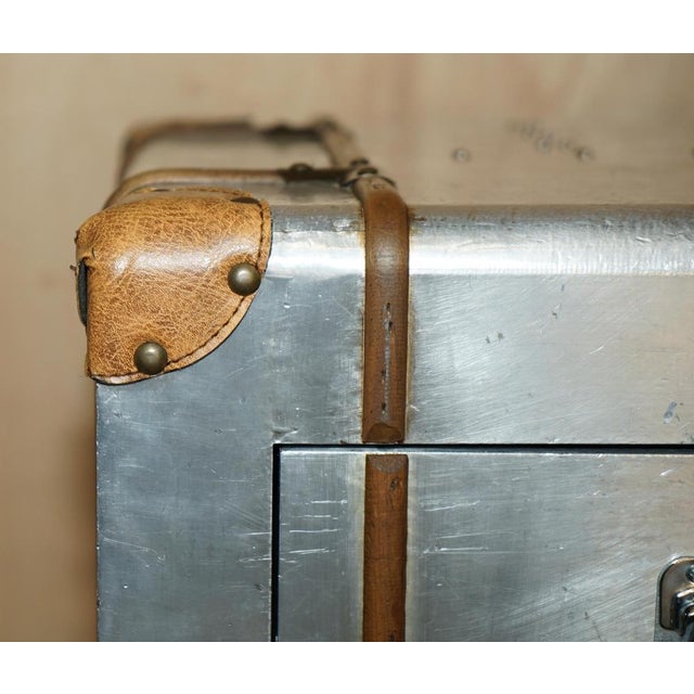 Globetrotter Aluminium & Brown Leather Side Tables from Timothy Oulton, Set of 2 For Sale - Image 5 of 18