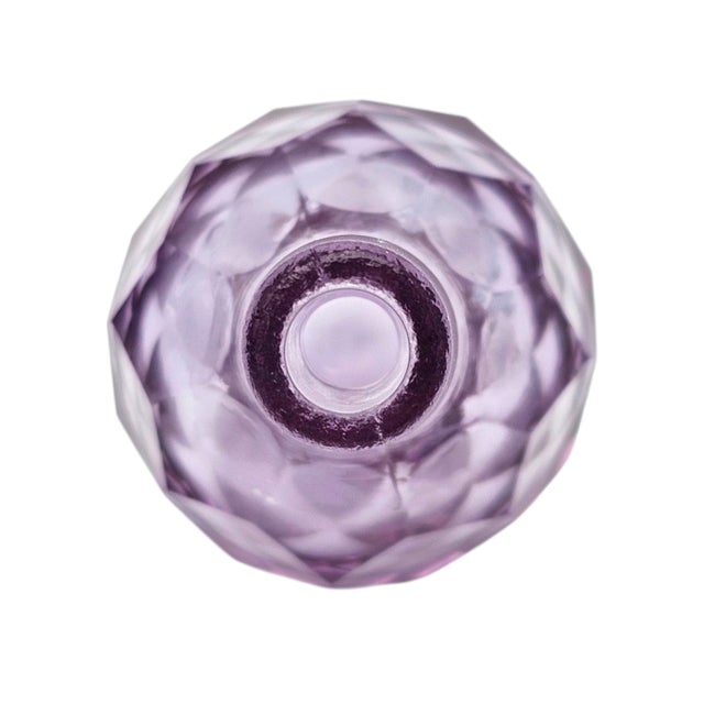 Japanese Irice Cut Glass Perfume Bottle, Purple Alexandrite Tone, 4.75" For Sale - Image 12 of 13