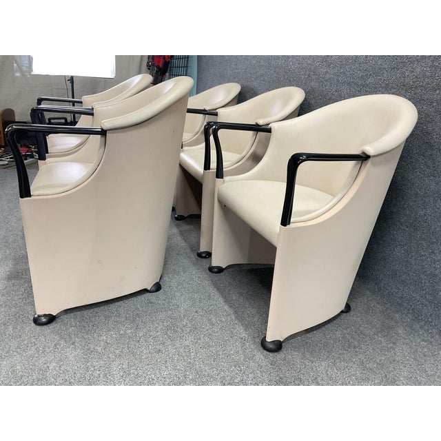 Luigi Origlia Tronetto Armchairs, Italian Postmodern (Set of 5) | Sculptural Cream Dining Chairs | 1990s Italy Palm Beach Regency Style For Sale - Image 9 of 14