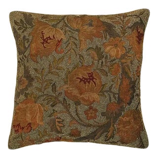Transitional Floral Pattern Beaded Throw Pillow For Sale