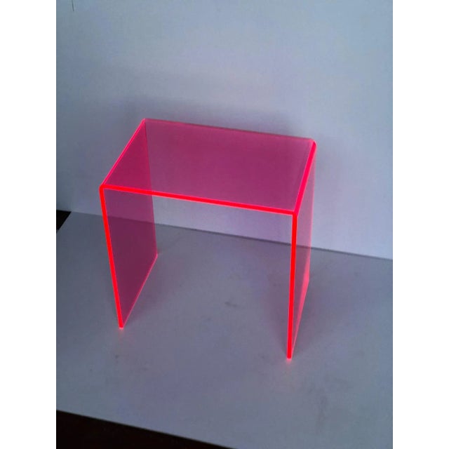 Pink Neon Pink Waterfall End Table For Sale - Image 8 of 10