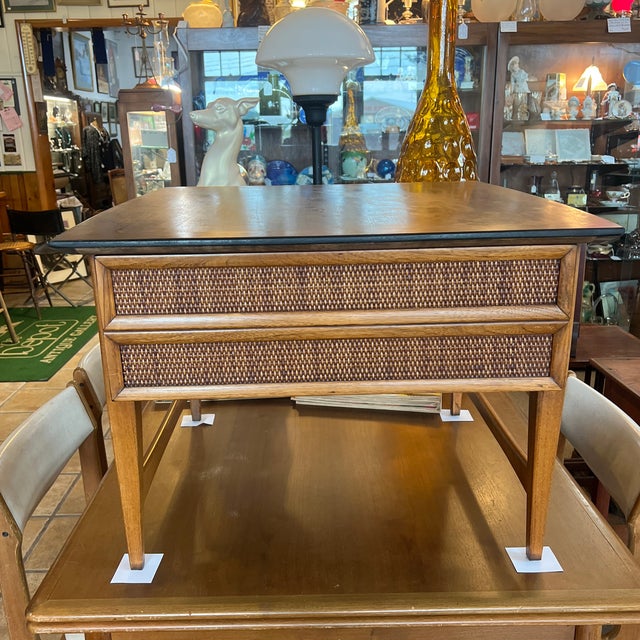 Lane furniture mid-century modern side table very good condition with basket weave drawer front