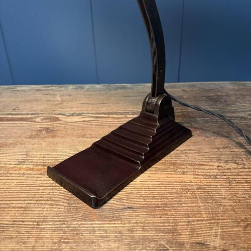 Banker's Lamp withTurquoise Enamel Shade from Erpé, 1930s For Sale - Image 11 of 18