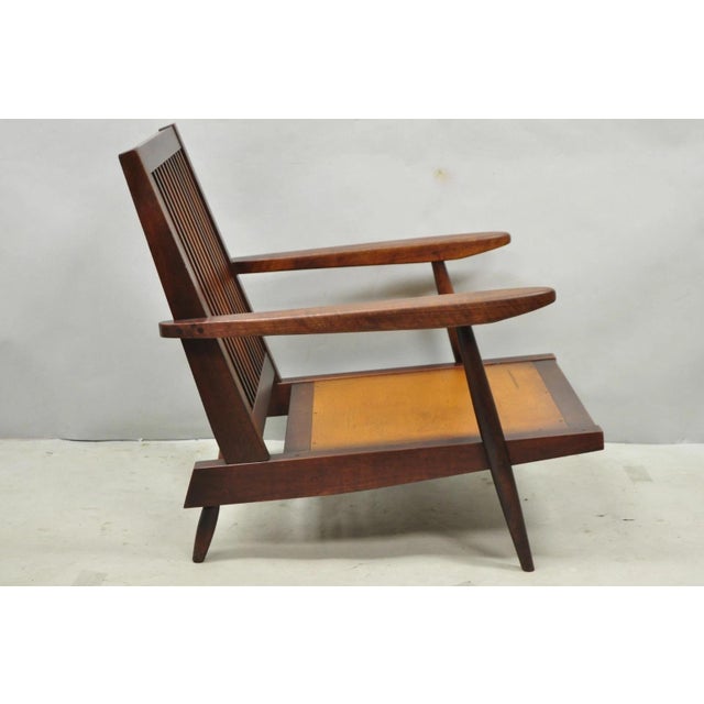Vintage George Nakashima Spindle Back Black Walnut "Cushion" Lounge Arm Chair For Sale - Image 12 of 18