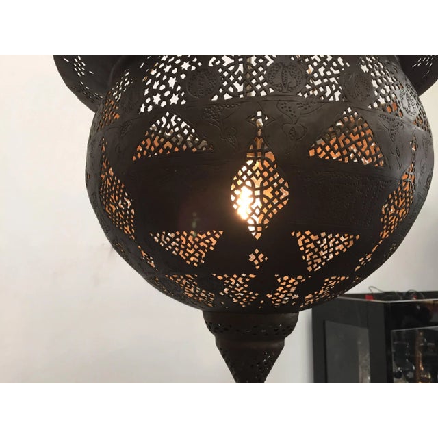 Brass Antique 19th Century Hand-Crafted Moorish Pierced Brass Turkish Chandelier For Sale - Image 8 of 10