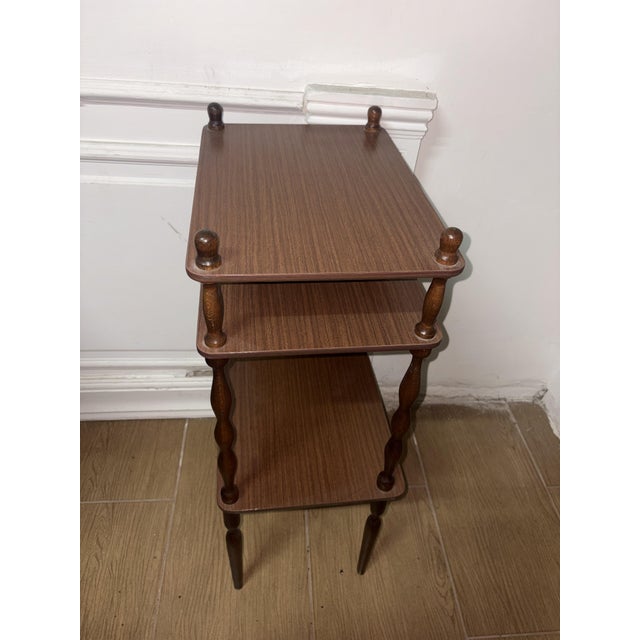 Wooden 3-Tiered Shelf, 1950s For Sale - Image 3 of 6