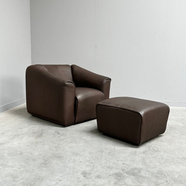 Set of DS-47 Lounge Chair and Ottoman in Buffalo Leather from de Sede, Switzerland, 1990s For Sale - Image 9 of 9
