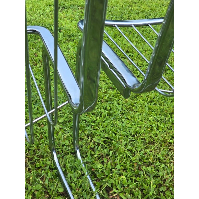 Set of 4 Attributed to Gastone Rinaldi Cantilever Chrome Design Chairs Rima Italy 1970 MCM For Sale - Image 11 of 13