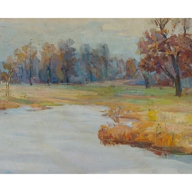 Antique Autumn Landscape Oil Painting, Ukrainian Soviet Art, 1979 80-100 For Sale - Image 6 of 6