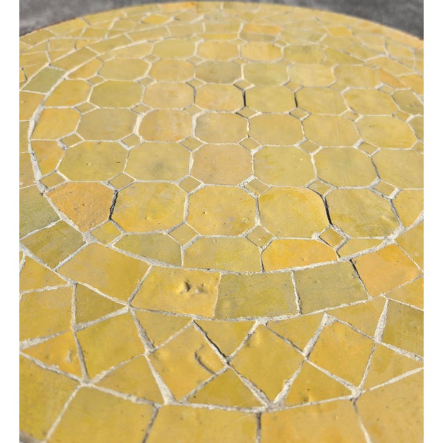 Moroccan 16" Mini Moroccan Mosaic Accent Table – Yellow Tile Top For Sale - Image 3 of 6
