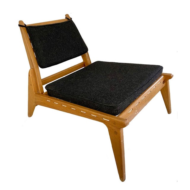 1960s Beautiful Mid-Century Oak Swedish/Scandinavian Hunting Chair + Ottoman, Set of 2 For Sale - Image 5 of 9