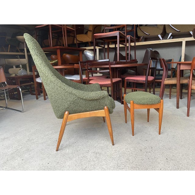 Green Set of Hungarian Armchair with Ottoman by Julia Gaubek For Sale - Image 8 of 18