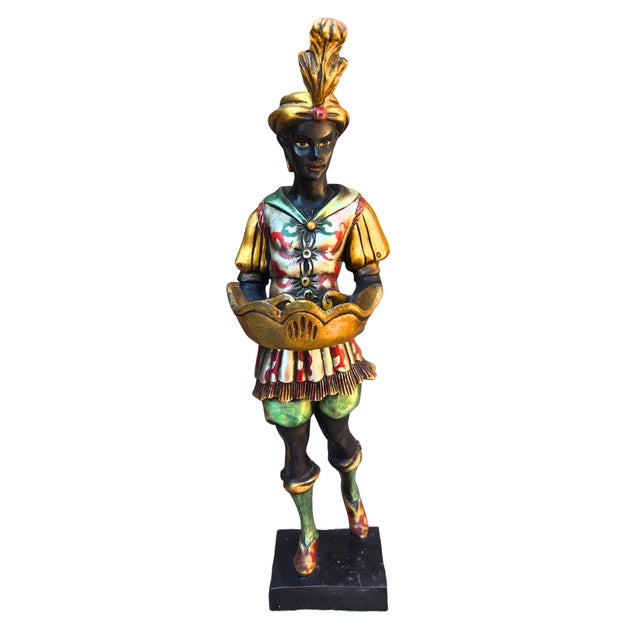 1960s Large Italian Moro Veneziano Blackamoor Figure with Shell Bowl, 1960 For Sale - Image 5 of 9