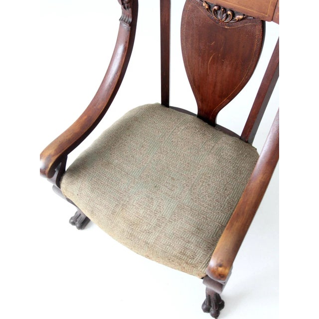 Antique Lion Head Claw Foot Arm Chair For Sale - Image 10 of 12