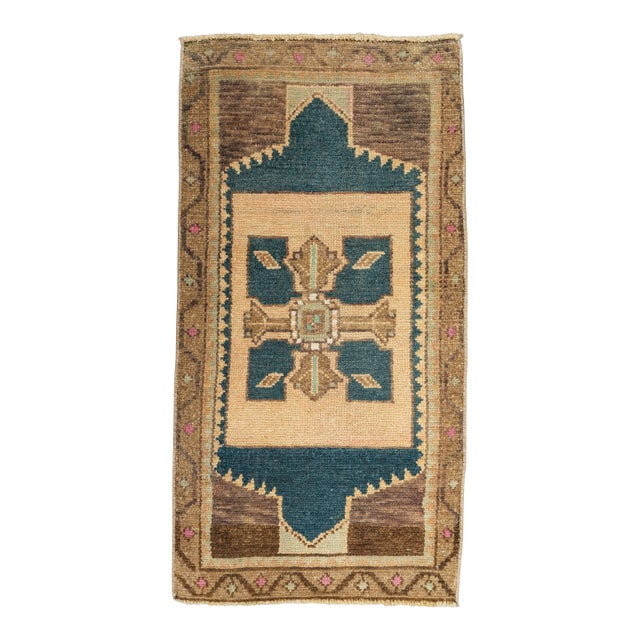 Turkish Mini Rug Oriental Hand Knotted Vintage Rug 1'7" x 3' #21243 For Sale