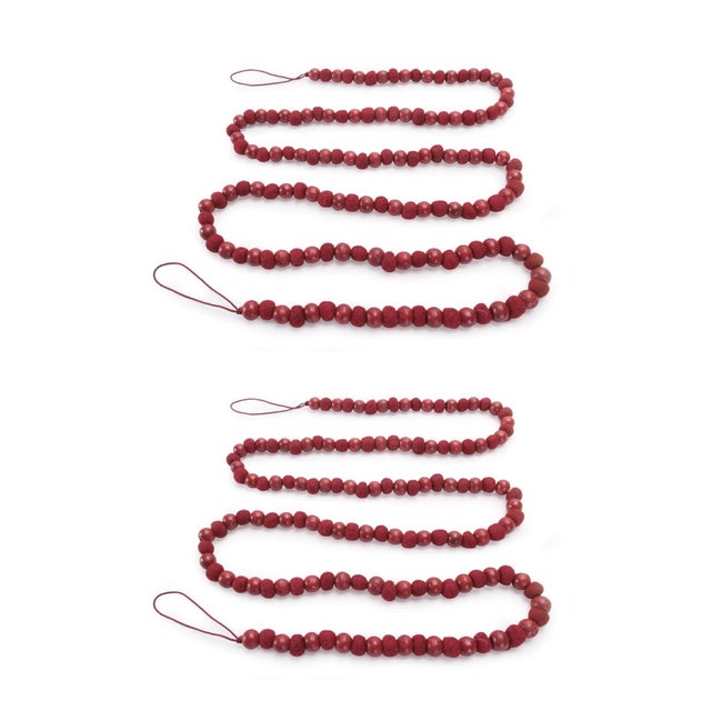 Rustic Wood Bead Garland (Set of 2) For Sale - Image 3 of 3