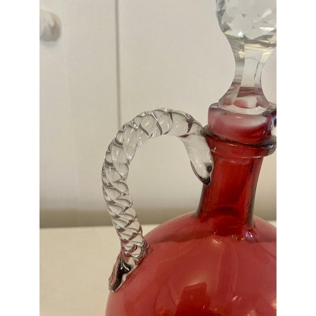Antique Victorian Cranberry Glass Decanter, 1860s For Sale - Image 4 of 7