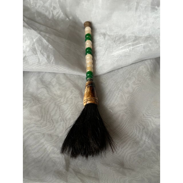 Early 20th Century Antique Chinese Calligraphy Brush With Jade Handle For Sale - Image 5 of 11