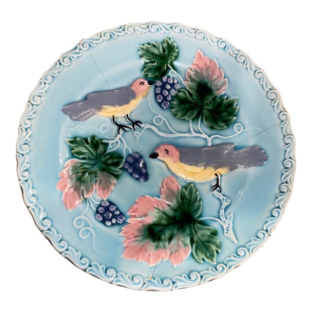 Antique Gzs Zell Hand Painted Majolica Plate For Sale