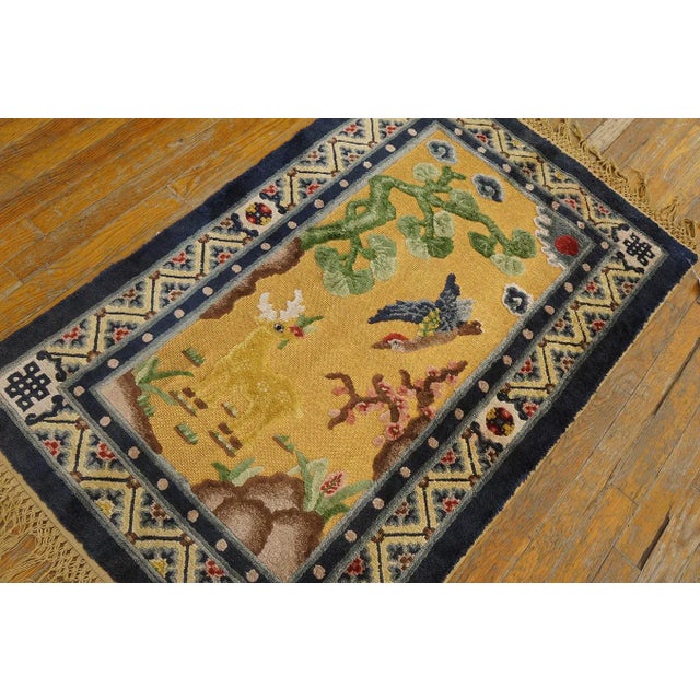 Early 20th Century Chinese Silk & Metallic Thread Carpet ( 2'7" x 4'2"-78 x 127) Antique Silk Small Scatter Size Silk...