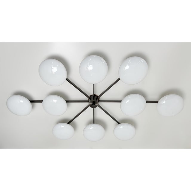 Italian 21st Century Dieci Satin Black Nickel Glossy White Murano Flush Mount by Fabio LTD For Sale - Image 3 of 6