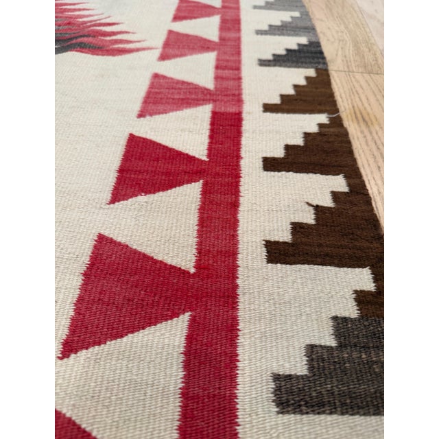 Authentic 1920 Navajo Rug Handwoven Wool Geometric Medallion Design, Red & Ivory For Sale - Image 12 of 18