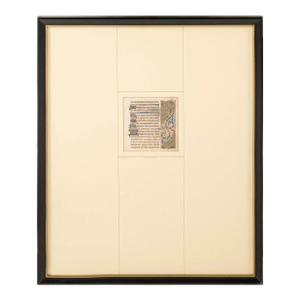 Framed 15th Century Illuminated Book of Hours Manuscript