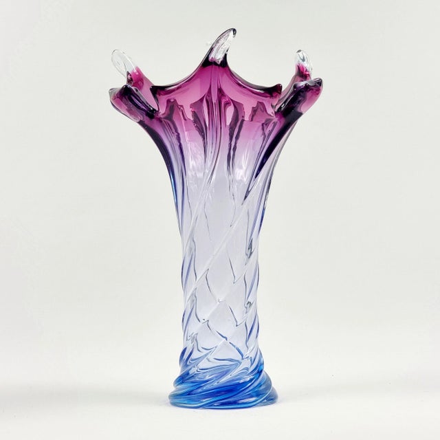 Fratelli Toso XL Mid-Century Twisted Murano Glass Vase From Fratelli Toso, Italy, 1960s For Sale - Image 4 of 9