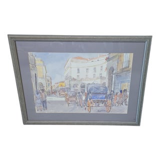 Alfredo Beatrice, Historical View of Caserta/Naples, 1990, Original Watercolor For Sale