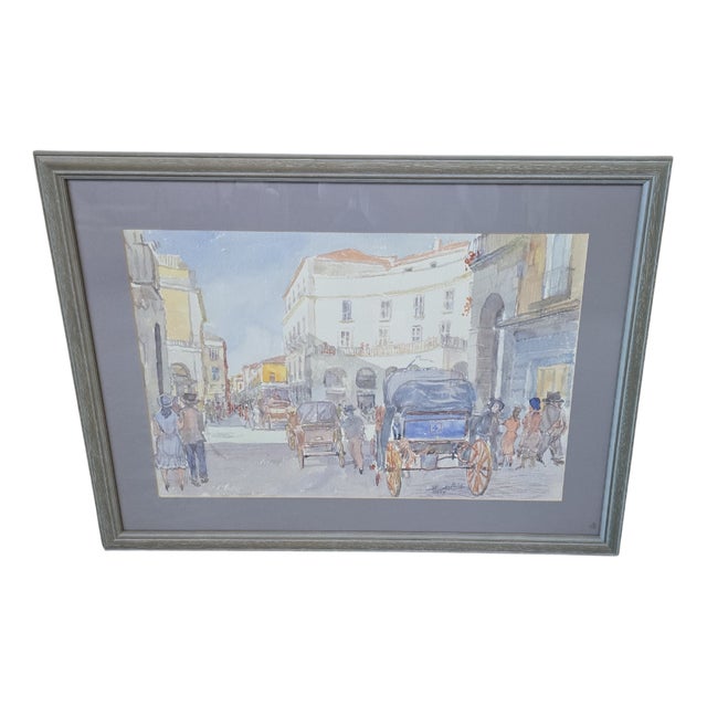Alfredo Beatrice, Historical View of Caserta/Naples, 1990, Original Watercolor For Sale
