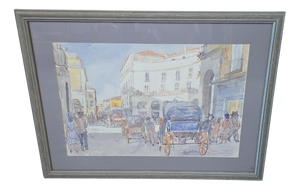 Alfredo Beatrice, Historical View of Caserta/Naples, 1990, Original Watercolor