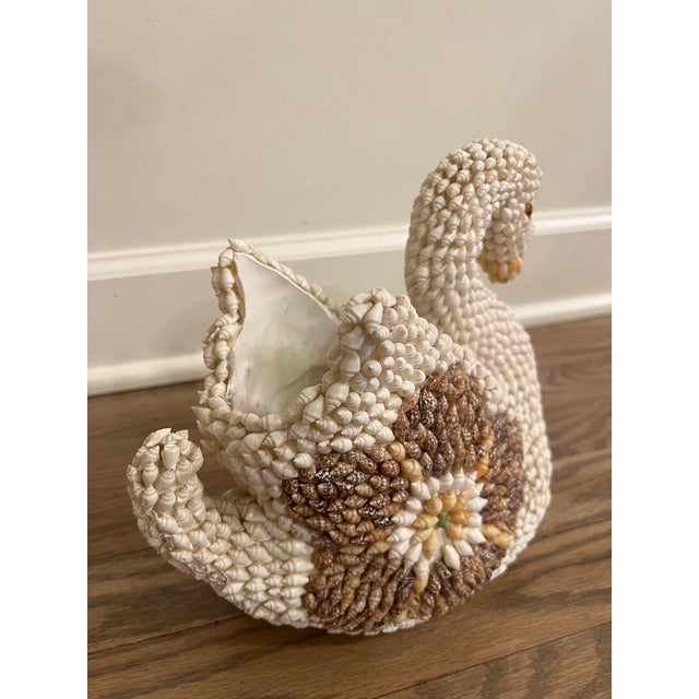Mid 20th Century Shell Encrusted Ceramic Swan For Sale In Chicago - Image 6 of 8