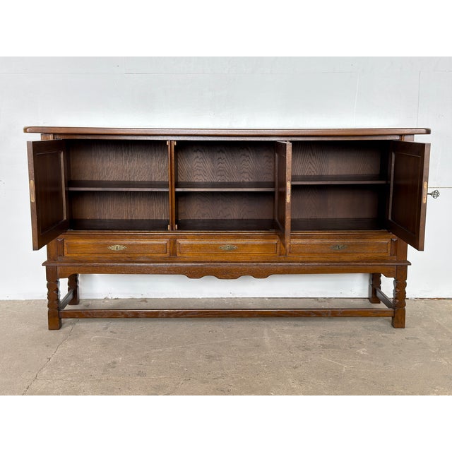 Mid-Century Modern Sideboard in Dark Stained Oak by Henning Kjærnulf, 1960s For Sale - Image 4 of 8