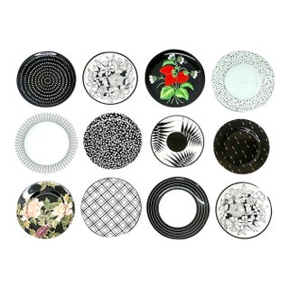Mixed Black & White Graphic Side Plate Curation - Group of 12 For Sale